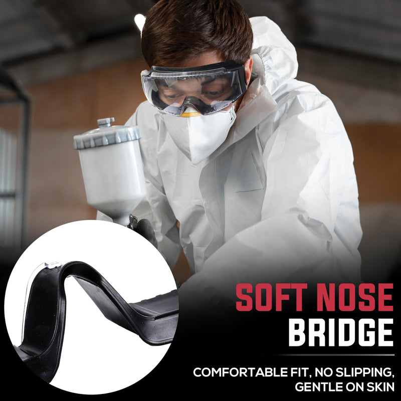 BISON LIFE SplashPro, Safety Goggles Over Glasses, ANSI Z87.1 Anti-Fog Safety Goggles, Impact & Scratch Resistant, Eye Protection Over Prescription Glasses, Adjustable Strap, Lab & Work Goggles