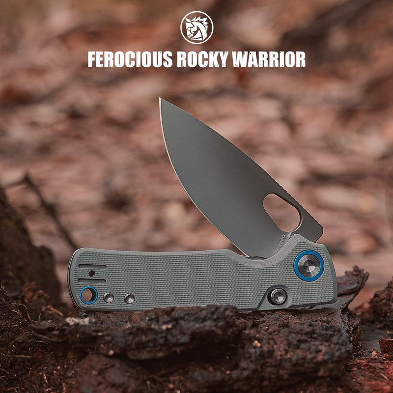 Vosteed Porcupine EDC Knife, 2.99" Sandvik 14C28N Steel Blade, Gray G10 Handle Top Liner Lock, Lightweight Folding Pocket Knives with Clip, Outdoor Camping Hunting Knife - A2607