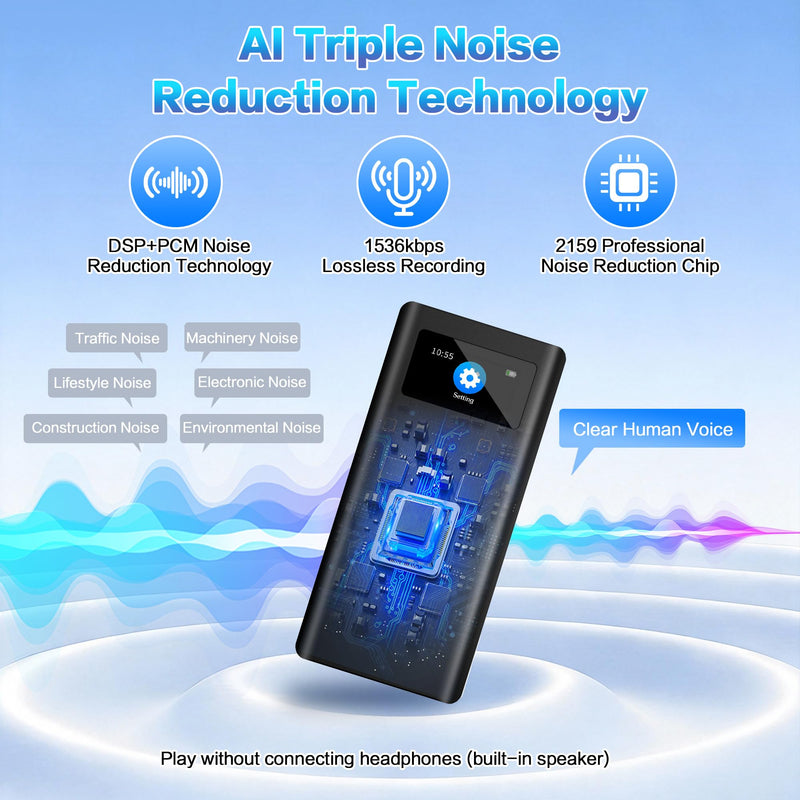 V88 (3000mAh) Magnetic Voice Activated Recorder, 350H Battery Time | 32GB Metal Recording Device with Speaker Playback, AI Noise Reduction, TF Card Expansion,For Meeting Interview Classe 1