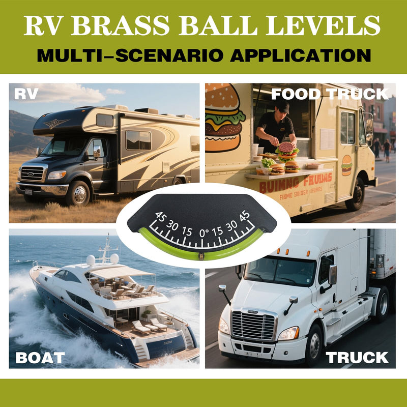 2-Pcs Rv Level Bubble Inclinometer Ball Levels Gauge Leveling Stablilization Clinometer For RV Accessories Exterior Camper Trailer Wide Angle Range (±45°) Levelers 2 PACK