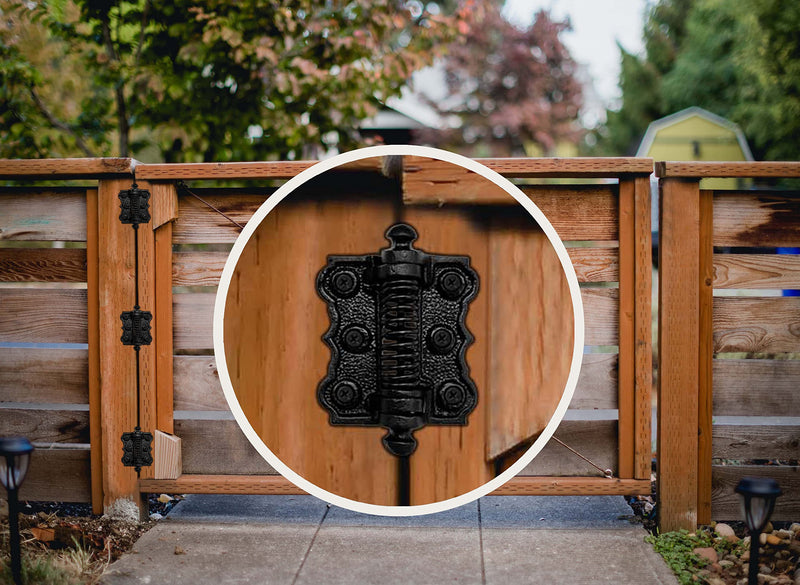 Akatva Self Closing Gate Hinges - Gate Closer Heavy Duty Gate Hinges- Self Closing Metal Gates Hinges - Self Closing Hinges - Auto Close Gate Hinges - Natural Oil Black Finish