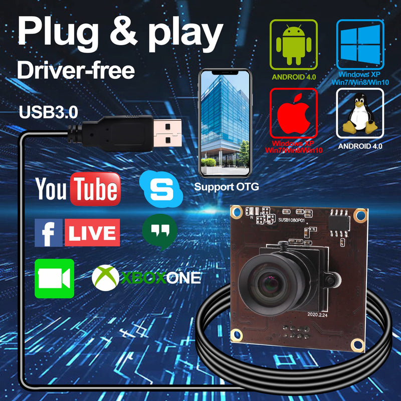ELP USB3.0 Mini PC Camera - Low Light 1080P 50fps USB Security Camera for Computer & Laptop CC01