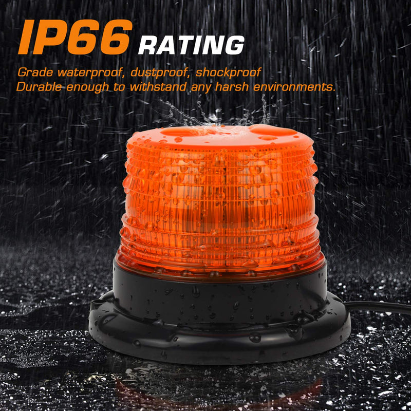 LINKITOM LED Strobe Light, 12V-24V Amber 40 LED Warning Safety Flashing Beacon Lights with Magnetic and 16 ft Straight Cord for Vehicle Forklift Truck Tractor Golf Carts UTV Car Bus