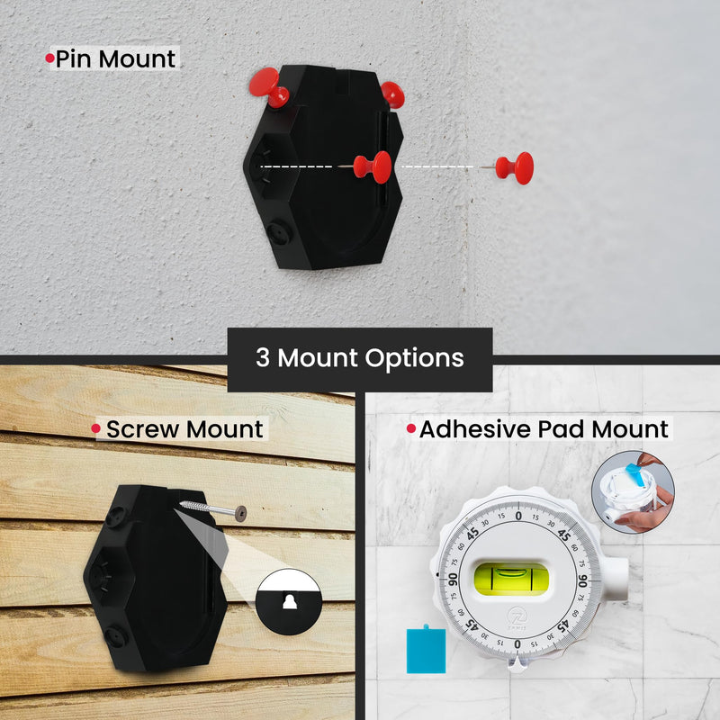 ZANIS Multi Surface Laser Level – 360° Dual Dials with Bubble Level – Wall-Mountable with Pins, Screws, or Sticky Pads – Precision Tool for Hanging Pictures, Shelves, and DIY Projects
