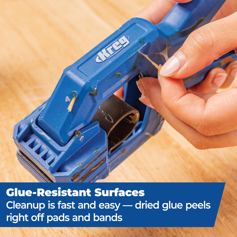 Kreg Edge Band Spring Clamp - One-Handed Edge Banding Clamp with Stretch Band - Non-Marring with Pivoting Jaws for Uniform Pressure Glue-Ups - For Cabinetry, Trim & More - Set of 4