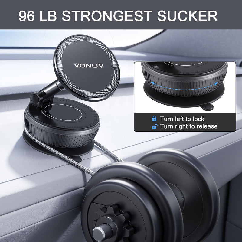 Magnetic Phone Holder for Car, 2025 Upgrade with 96LBS Ultra Suction & 2800gf Strong Magnet, 360° Adjustable Hands-Free Mount, Premium Car Accessories for Women Men, Fits iPhone/Android