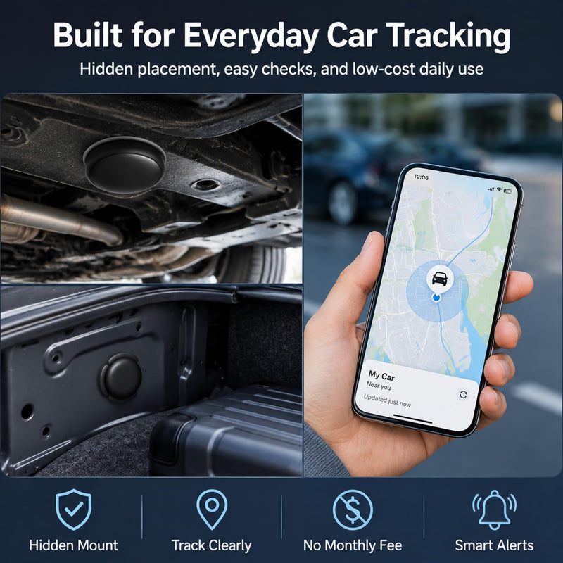 GPS Tracker for Vehicles – No SIM Required, Hidden Magnetic Car Tracker, Real-Time GPS Tracking for Kids, Car, Pets, No Monthly Fee, Works with Apple Find My, 2026 Upgraded (Black) Black