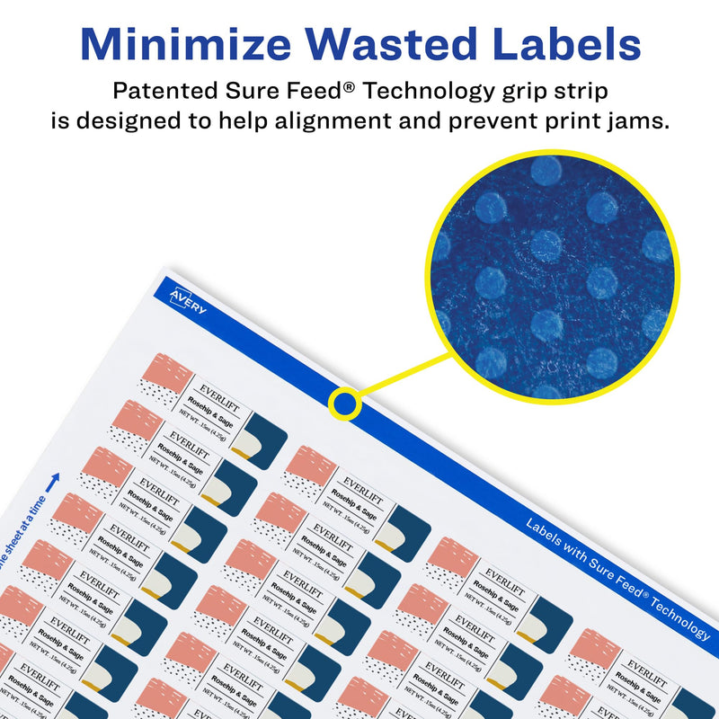 Avery Removable ID Labels, Sure Feed, Removable Adhesive, 0.5" x 1.75", 2,000 Labels (6467)