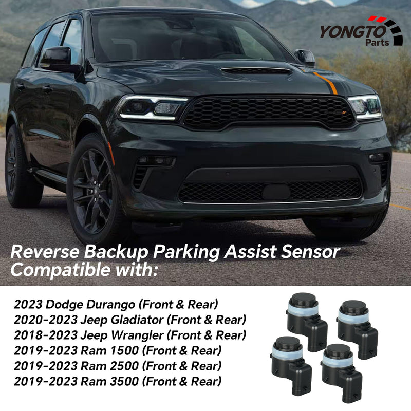 6MK25TZZAA 4Pcs Reverse Backup Parking Assist Sensor Compatible with Ram 1500/2500/3500 2019-2023, Dodge Durango 2023, Jeep Gladiator 2020-2023, Wrangler 2018-2023 Replace OE 6MK25VCAAA