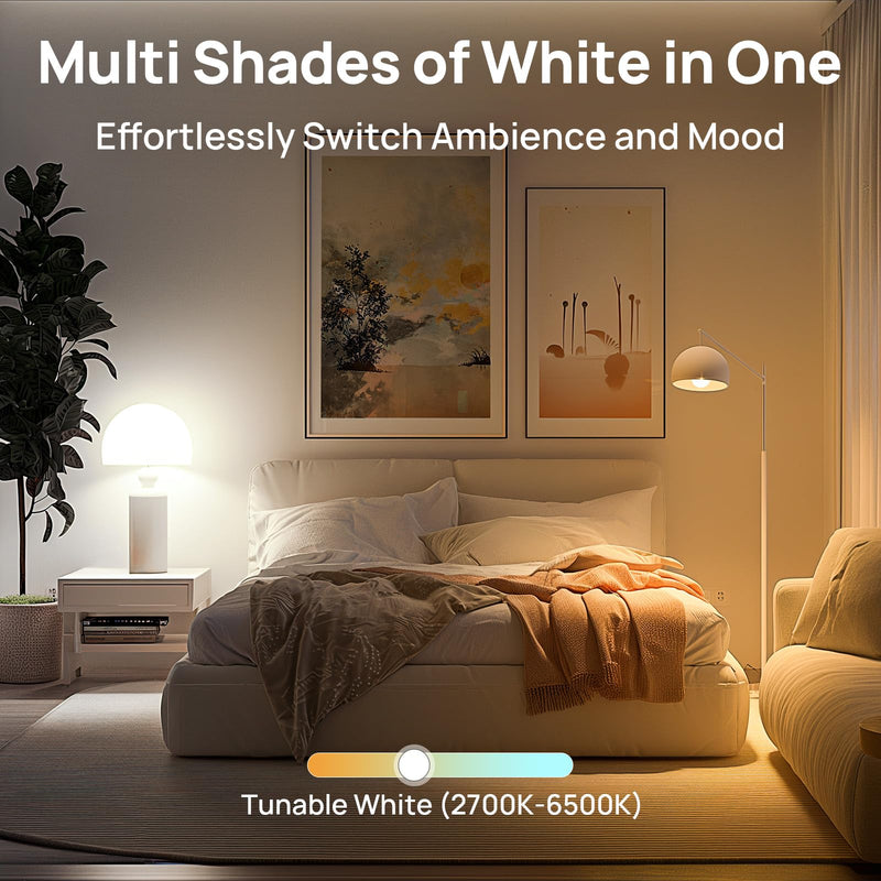 Linkind Smart Light Bulbs, Warm White to Daylight (2700K-6500K), Alexa Light Bulbs, Work with Alexa, Google Home, AiDot, 60W Equiv, Efficient 8.5W, 2.4G WiFi Bluetooth LED CRI>90, A19 E26 800LM, 4Pack 4 Pack Non-Matter-enabled