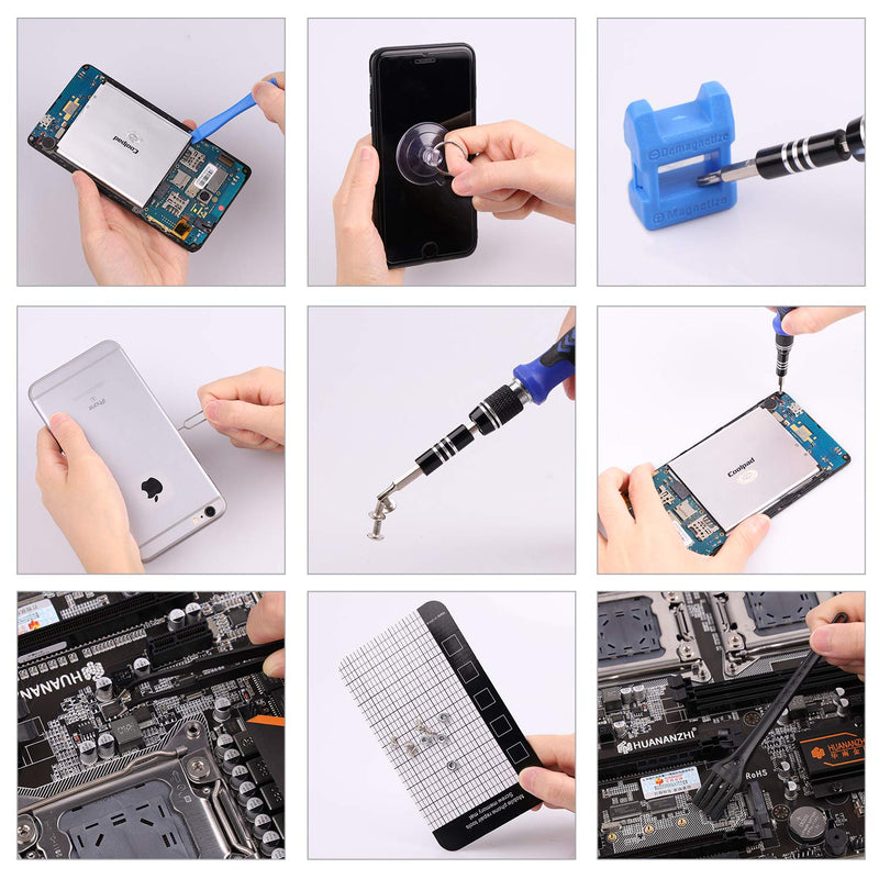 Precision Screwdriver Sets 124-Piece Computer Tool Kit with 101 Bits Magnetic, Electronics Repair Tool Kit for iPhone, MacBook, Laptop, PC, Tablet, PS4, Xbox, Nintendo, Game Console Blue-124