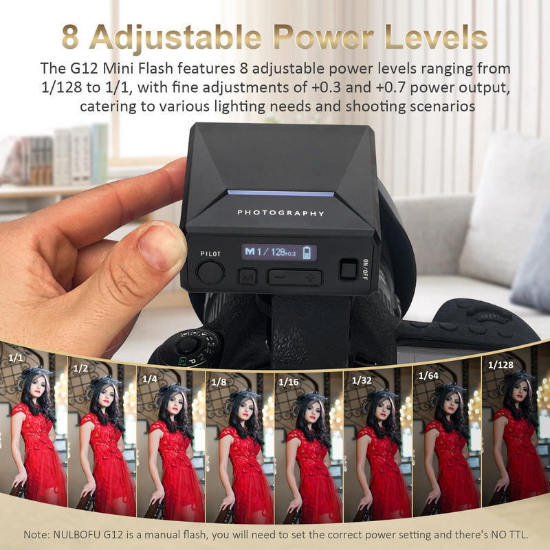 G12 Mini Camera Flash Speedlite, GN12 5600K,USB-C Charging Built-in 1200mAh Battery Compatible for Canon/Sony/Fujifilm/Nikon/Panasonic/Olympus,Speedlight Photography for Cameras with Single-Contact