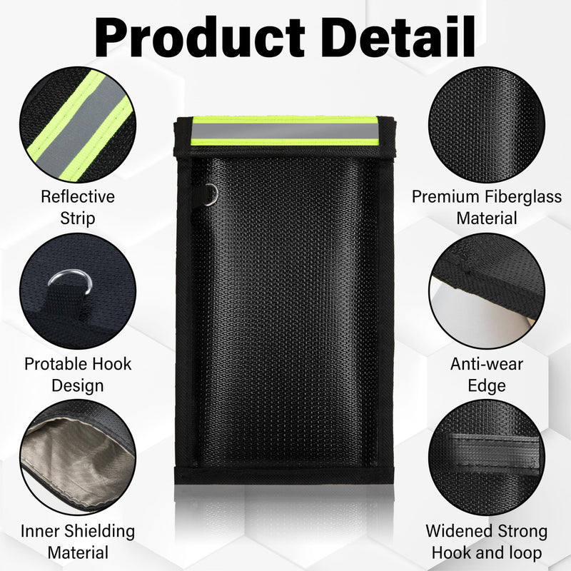 2Pcs Faraday Bags for Phones, Anti-Tracking Faraday Pouch | Faraday Phone Case with Reflective Strip, Blocks 5G, WiFi, GPS, RFID & Bluetooth