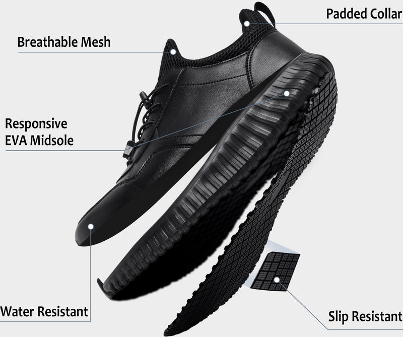 Men's Non Slip Work Shoes Black Slip Resistant Waterproof Sneakers Kitchen Slip On Lightweight Walk Food Service Chef Nurse Cushioning Shoe Delivery Footwear 11