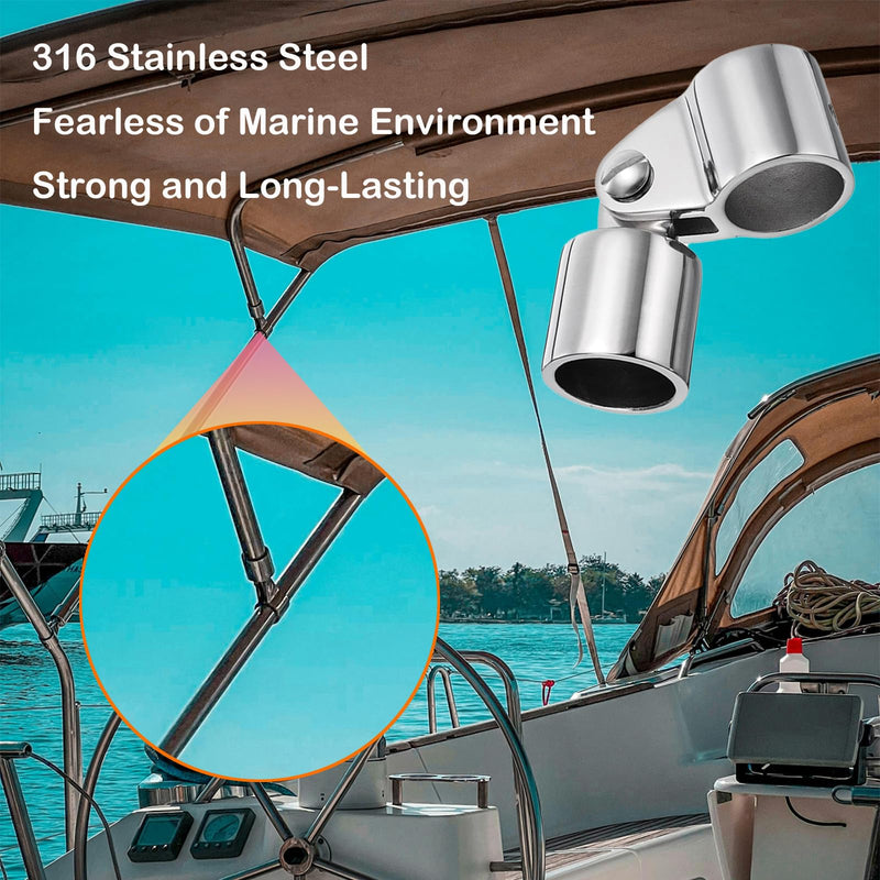 Bimini Top Hardware, 2 Pairs Eye End Caps and Jaw Slide 316 Stainless Steel Boat Canopy Fittings Replacement Parts 7/8 inch 2 Pair