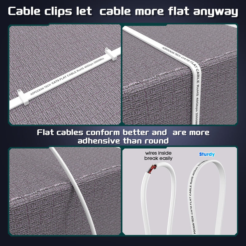 Cat 8 Ethernet Cable 100 FT, Heavy Duty High Speed 40Gbps 2000Mhz Internet Network Patch Cord, RJ45 Shielded Flat LAN Cable, Outdoor&Indoor Weatherproof S/FTP UV Resistant for Gaming, Router, Modem CAT8-100FT White