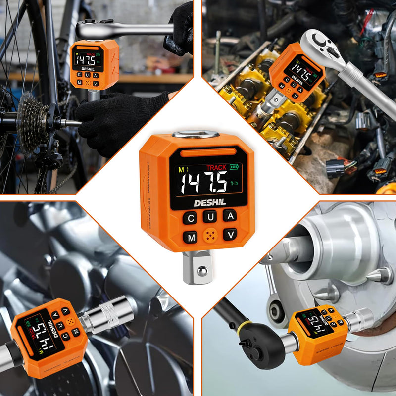 DESHIL 1/2" Digital Torque Adapter Set, 7.4-147.5 Ft.lb/10-200 N.m Digital Torque Wrench Adapter with Buzzer & LED Alert, 1000 Data Storage, 8 Preset Values for Automotive Car Motorcycle Repair 7.4-147.5 Ft-lb/10-200 Nm