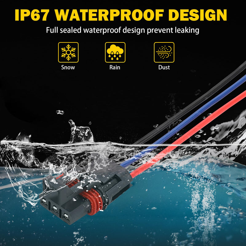 12Awg Pulse Power Plug Connector Pigtail Compatible with Polaris Ranger XP 1000 & RZR RS1 Pro & General 2018 2019 2020 2021 - Pulse Bar Wire Harness (3 pcs) 3 pcs