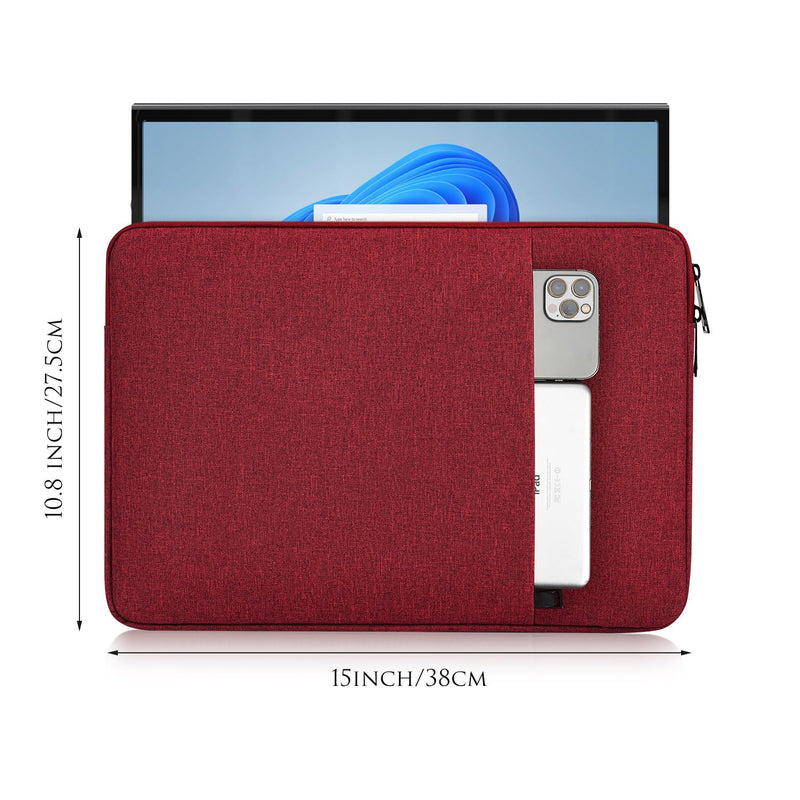Portable Monitor Case 15.6 Inch, 16.1 Inch Carrying Monitor Sleeve Bag for InnoView Arzopa Lepow GTEK ViewSonic KYY AOC 15.6" USB-C Portable Display Monitors, 15"x10.8" Wine Red