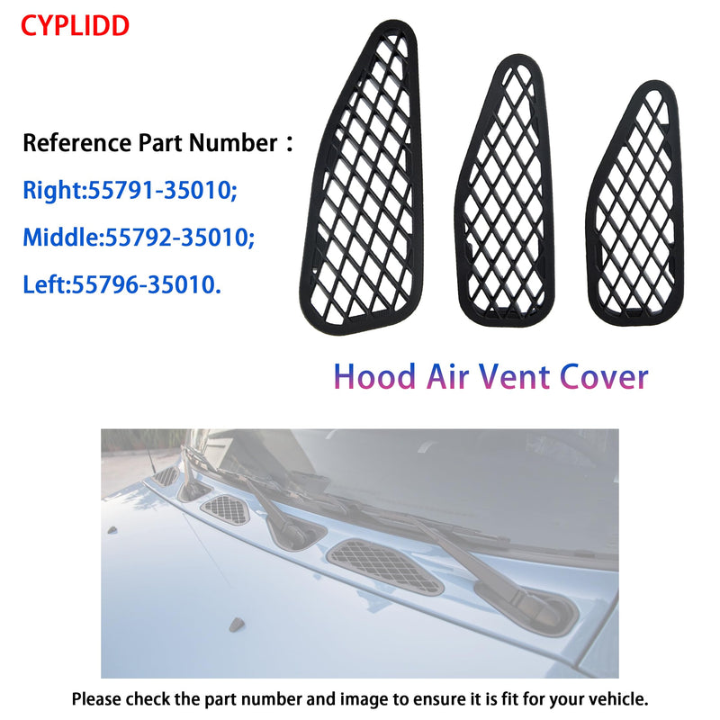 Hood Air Vent Cover Compatible with Toyota FJ Cruiser 2007-2021(3pcs,Black)