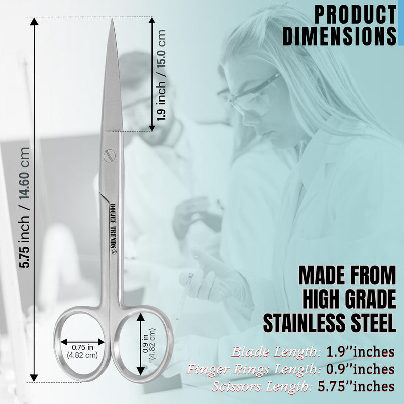 Precise Quality Stainless Steel Surgical Dressing Scissors Medical Dissecting Sharp Scissors Straight General Art Craft Paper Shears (Sharp/Sharp) Sharp/Sharp