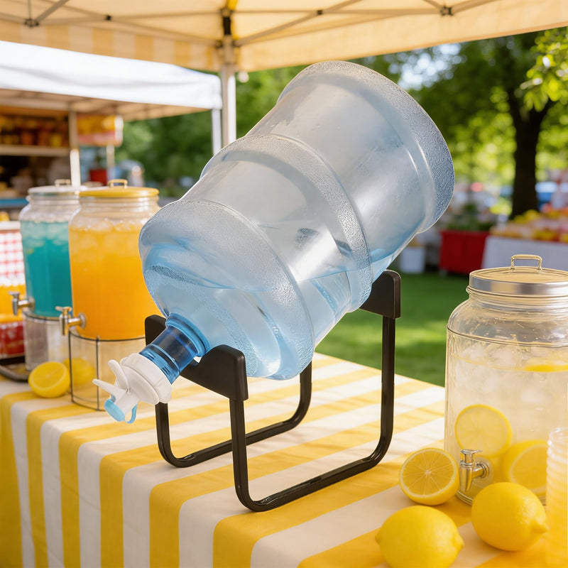 Yoption Lemonade Stand Supplies Tool Kit, Include Muddler, Straw Puncher, Stainless Steel 3-5 Gallon Water Jug Stand, Dispenser Valves, Straw Brush and Mixing Spoon for Lemonade Preparation