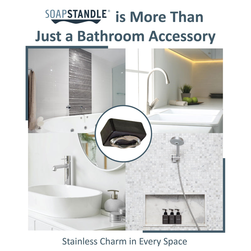 SoapStandle Bar Soap Gripper | Eco Luxury Rust Resistant Stainless Steel Soap Holder for Bath and Showers | No Goo or Mess Soap Saver Non Slip Bar Soap Holder Quick Dry Soap Stand - 1 pc.