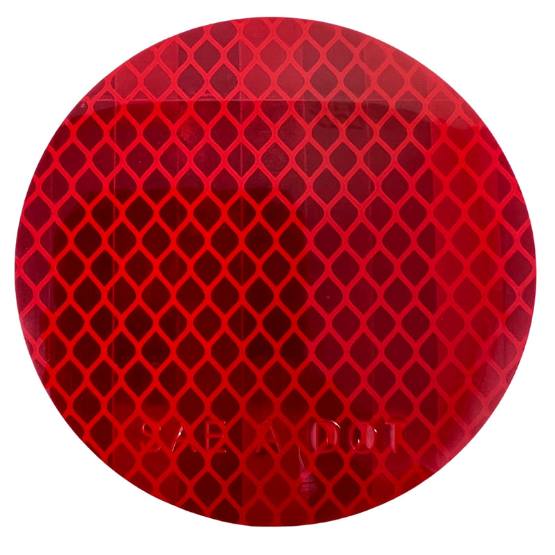 3" Inch Round DOT-SAE Amber/Red High Visibility Reflective Strong Stick-On Prism Reflector Weatherproof Trailer Camper RV Flatbed Fender Property Boat Marine (Red, Qty 4) Red