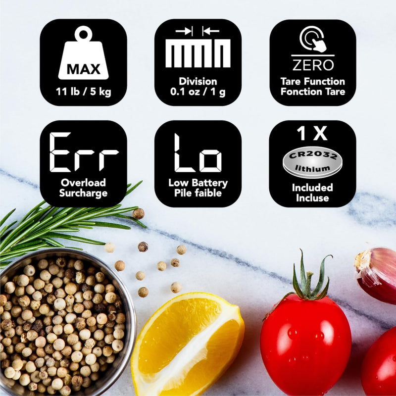 Starfrit Digital Kitchen Scale - 5kg/11lb - Precision Baking Imperial to Metric - Measures Liquid Volume