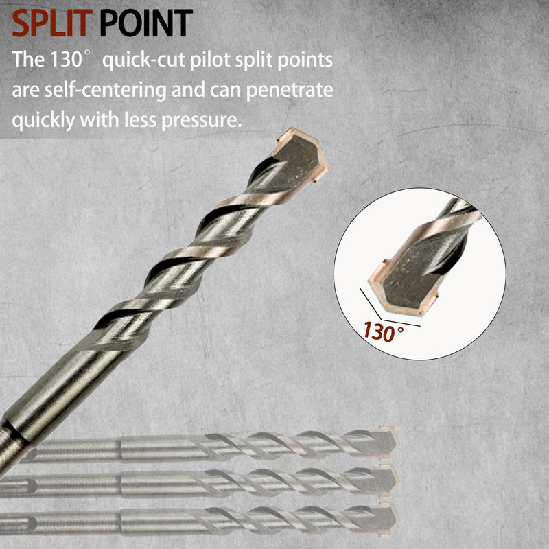 Direko 10-Piece 5/8 inch x 6 Inch SDS Plus Rotary Hammer Drill Bits Carbide Tipped Concert Drill Bits for Concrete, Brick, Cement Walls, Stone, Hammer Drill Bits for Concrete HD-A5/8"x6"