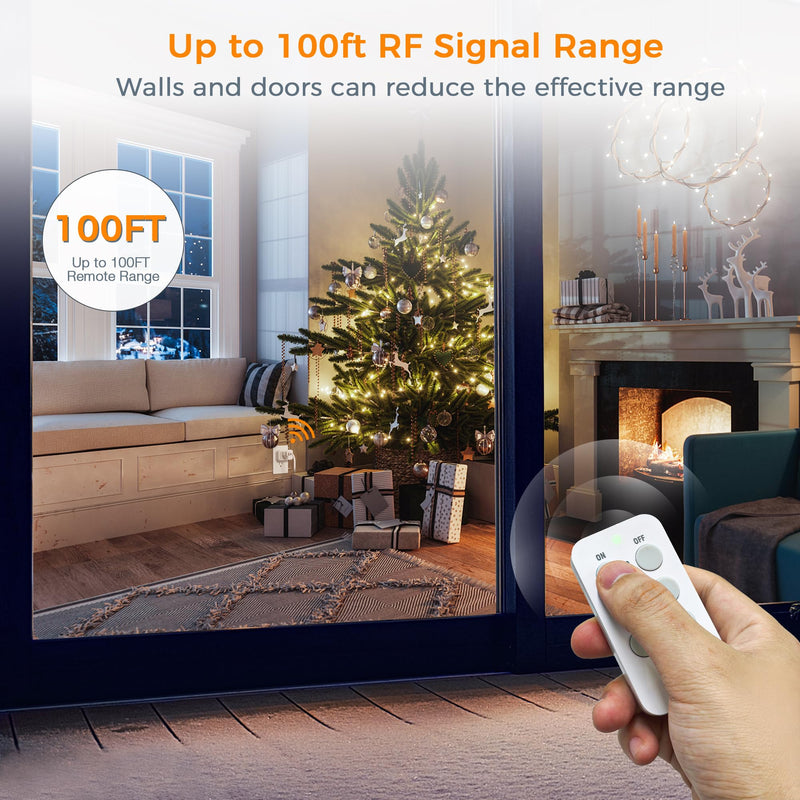 Remote Control Outlet, TESSAN Electrical Light Switch, Plug in Wall Plug with ON/Off Switch for Indoor String Lights, Lamps, Home Small Appliances, 100ft Range (1 Remote + 3 Outlets) Rectangle-1 remote+3 outlet