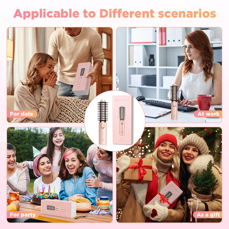  [AUSTRALIA] - Cordless Curling Iron 32mm, Curling Tongs, Hair Curler USB Rechargeable | 4 Heat Settings 160℃-220℃ for Short Medium Long Hair, Wireless Travel Curling Wand with 10min Auto Off, Pink