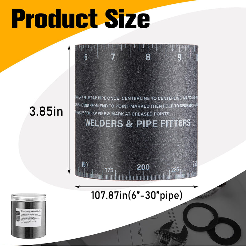 Relaxweex Pipe Wrap Around Flex Angle Pipe Measuring Tool for 6" to 30" Diameter Pipes, Heat Resistant (350⁰ F) Piping Fitter Tool with Storage Box for Diameter and Circumference Measuring & Marking 6" to 30" 350⁰ F