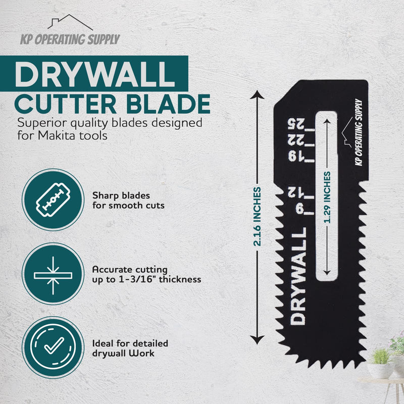 10 Pack Drywall Cutter Saw Blades for Drywall Saw - High Carbon Steel Cordless Cut Out Saw Blades - Cuts Drywall up to 1-3/16" Thick - by KP Operating Supply Pack of 10