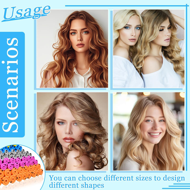 300 Pcs Cold Wave Hair Perm Rods for Women, Plastic Curling Rollers Bulk | 0.7, 0.9, 1.5, 1.9, 2.2 cm Heatless Hair Curlers Kit for DIY Long & Short Hair Large Medium Small Styling Tools