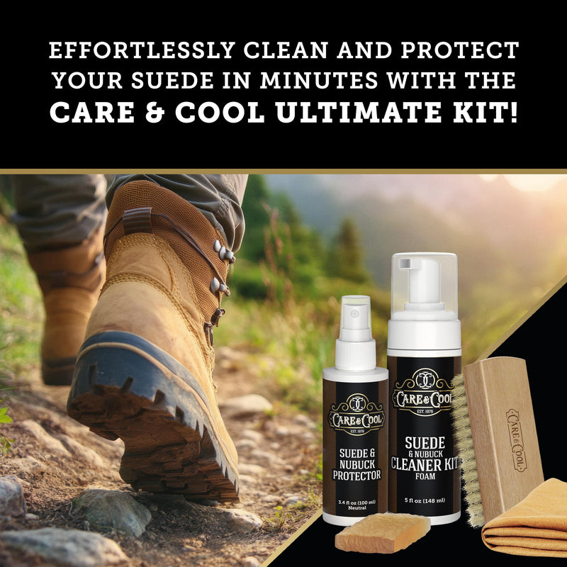Care & Cool Ultimate Suede & Nubuck Care Kit: Helps Clean, Restore & Protect Against Water & Stains. The Complete 6-Piece System to Keep Your Favorite Shoes, Boots, Bags & Jackets Looking Fresh.
