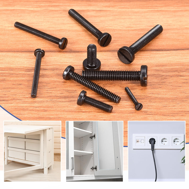 uxcell Black Oxide Slotted Button Head Screws, 50Pcs 12-28 x 1 Carbon Steel Machine Screw for Furniture and Electrical Components Installation 12-28 x 1" 50