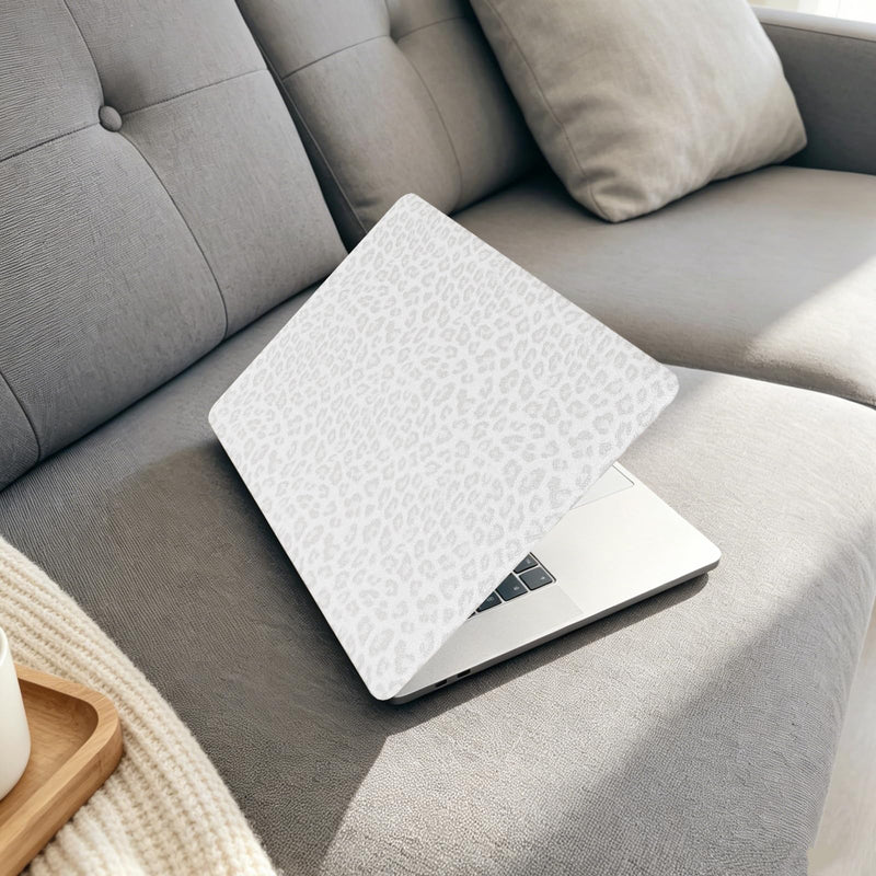 Sparkly Leopard Print Case for MacBook Air 13 inch 2026-2022 M5 M4 M3 M2 | Model A3449 A3240 A3113 A2681 - Glitter Cheetah Spots PU Leather Hard Case for MacBook Air 13.6 inch + Keyboard Cover, White
