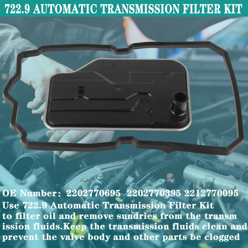 722.9 Automatic Transmission Filter Oil Pan Gasket Kit Compatible with 2005-2014 Mercedes-Benz W221 W219 Replaces# 2202770695 2202770395 2212770095 2212770195