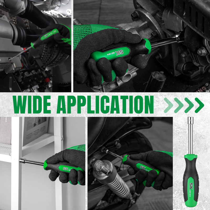 SK 7-Piece SAE Nut Driver Set, 3/16", 1/4", 5/16", 11/32", 3/8", 7/16", 1/2", Premium CR-V Construction, SureGrip Handle