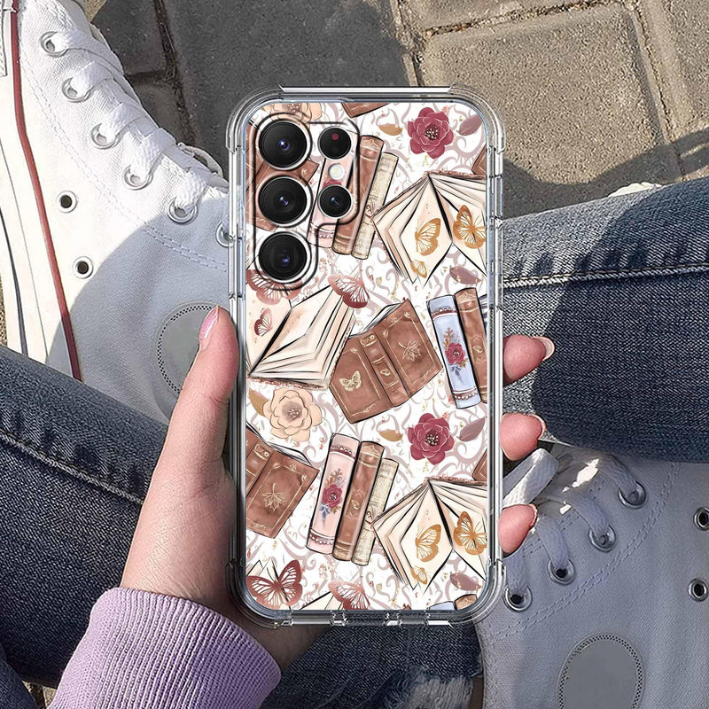 Case for Samsung Galaxy S26 Ultra with Aesthetic Design,Vintage Butterfly Brown Book Pattern,Clear Slim Soft TPU Bumper Phone Cover,6.9”(Butterfly,Sx26u)