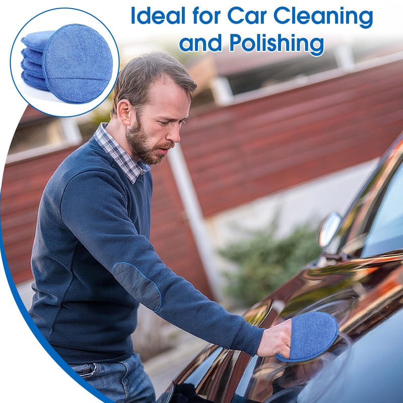10 Pack Wax Applicator Pads, Microfiber Applicator Pad with Finger Pocket, Foam Car Wax Applicator Pad for Car Cleaning and Polishing (Blue) Blue