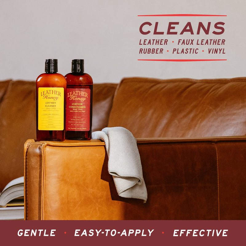 Leather Honey Leather Cleaner: Non-Toxic Leather Care Made in the USA Since 1968. Deep Cleans Leather, Faux & Vinyl - Couches, Car Seats, Purses, Tack, Shoes & Bags. Safe Any Colors & White Leather 4 Fl Oz (Pack of 1)