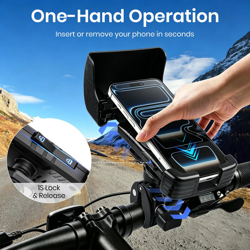 Boat Phone Holder Marine with Mount Sunshade for Bike ,Kayak,Motorcycle | 360° Rotatable Crab Clamp Cell Phone Mount, Universal Smartphone Accessory