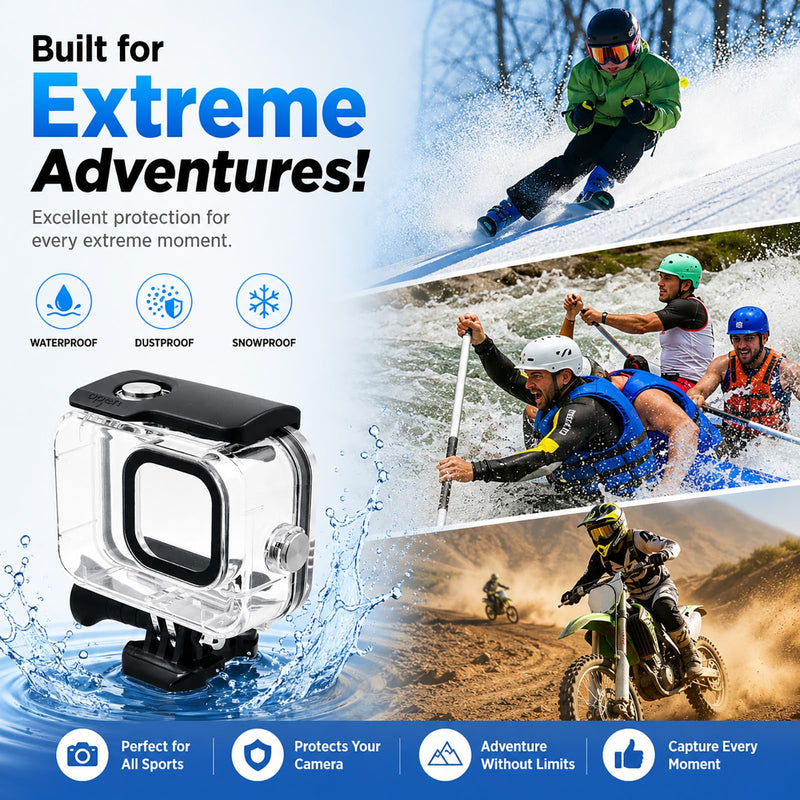 JINGCHEN Waterproof Case for GoPro Hero 13/12/11/10/9 Camera Dive Housing | 60M/196FT Protective Underwater Camera Housing Gopro Accessories for underwater photography & snow outdoor adventures