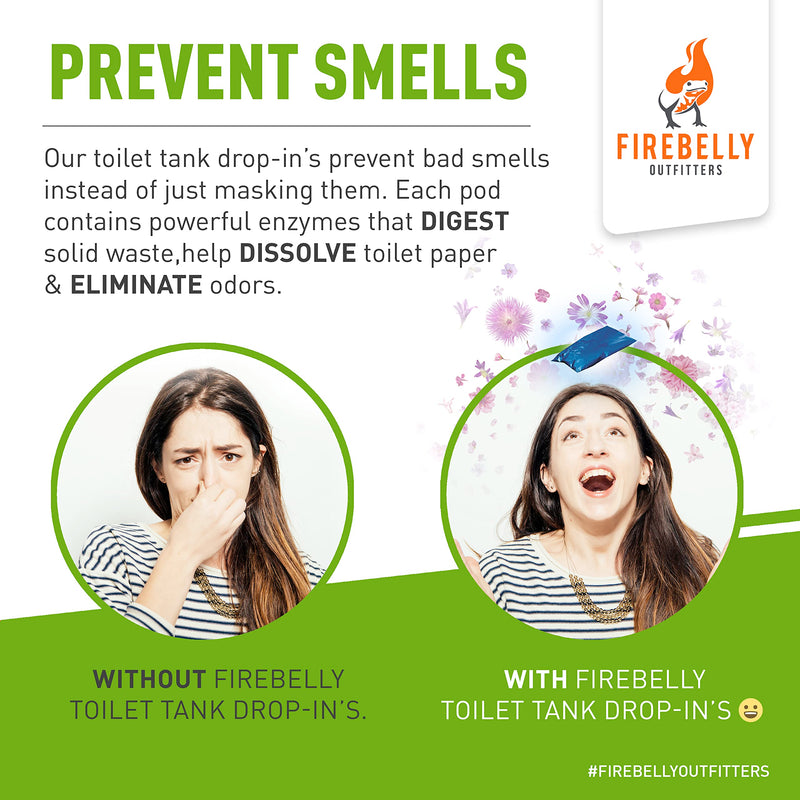 Firebelly Outfitters RV Holding Tank Deodorizer + Septic Tank Treatment + Cleaner - 20 Packets, Mulberry – Sewer Solution, Marine Camper Portable Toilet Chemicals, Odor Eliminator, Formaldehyde Free