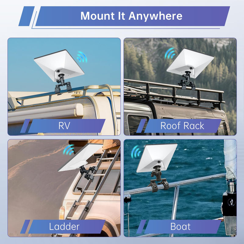 Starlink Mount for Starlink Mini, Dual-Clamp Starlink Mini Pole Mount Kit for RV Ladder & Roof Rack, Lightweight Aluminum & Nylon Starlink Mini RV Mount with 1/4"-20 for Camping Van Boat