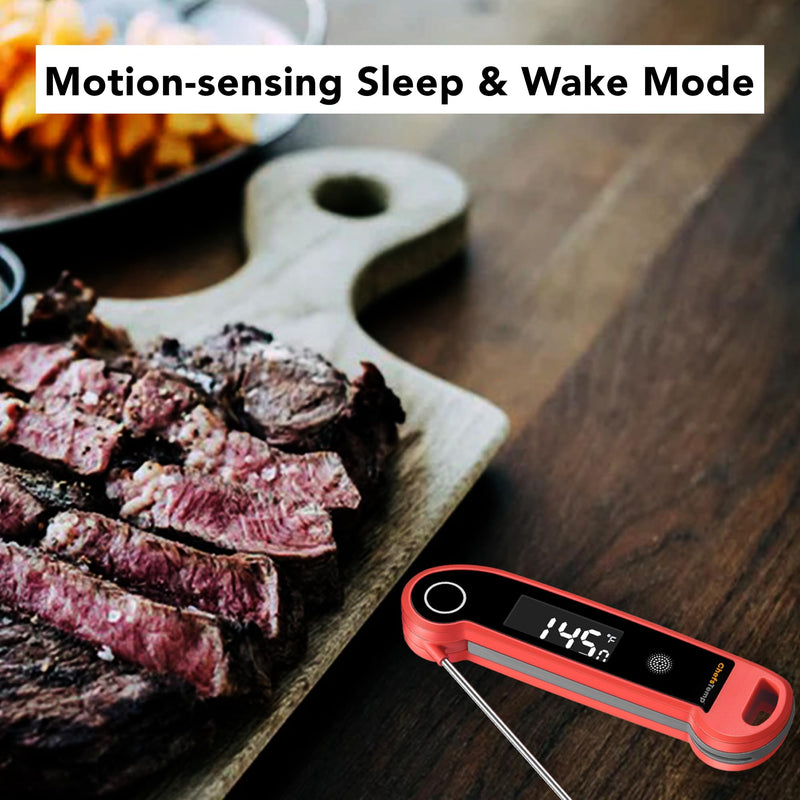 ChefsTemp Digital Instant Read Meat Thermometer with Ambidextrous Backlit for Grilling, Food, BBQ, Kitchen Cooking, Oil Deep Frying & Candy (Red) Red