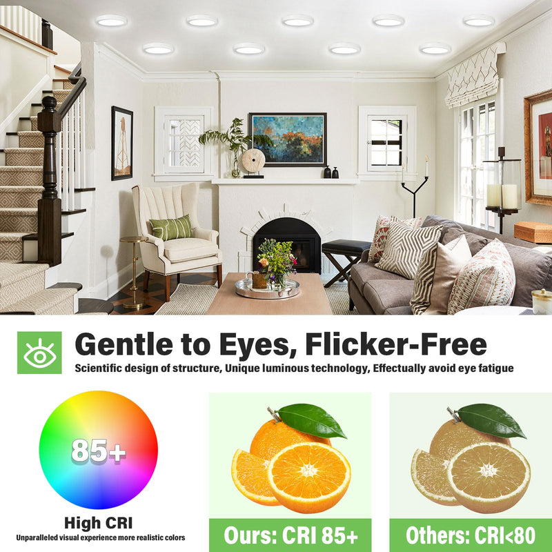 ETL Certified 7 inch Ceiling Light Dimmable Ultra-Slim Round LED Ceiling Lights Flush Mount 2700K/3000K/3500K/4000K/5000K 7'' Flat Ceiling Lamp Fixture for Kitchen,Bathroom,Hallway 5CCT 3 Pack White