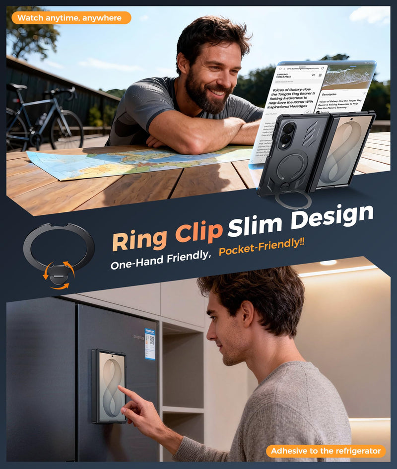 FNTCASE for Samsung Galaxy Z Fold 8 Case with 360 Spin Magnetic Kickstand | Hinge Protection, Screen Protector, Fit for MagSafe, Heavy Duty Military-Grade, Non-Slip Grip, Z Fold 8 Wide Cover Black For Samsung Galaxy Z Fold 8 (7.6 Inch)